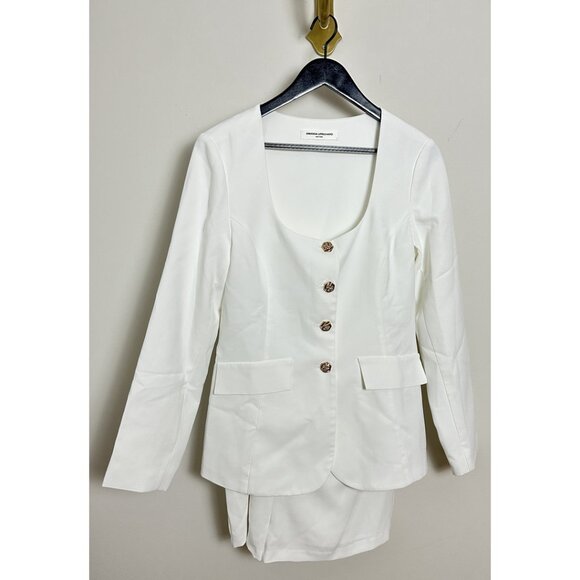 AMANDA UPRICHARD Long Sleeve Kya Romper in Ivory in Ivory Size Large - Picture 3 of 10